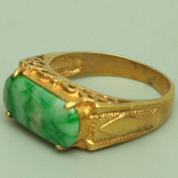 Cert'd Genuine Untreated Green A Jadeite Jade 925 Silver US 6 Ring - Picture 2 of 12